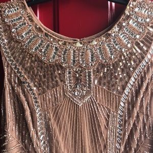 Aidan Mattox Rose Gold Hand Beaded Cocktail Dress✨